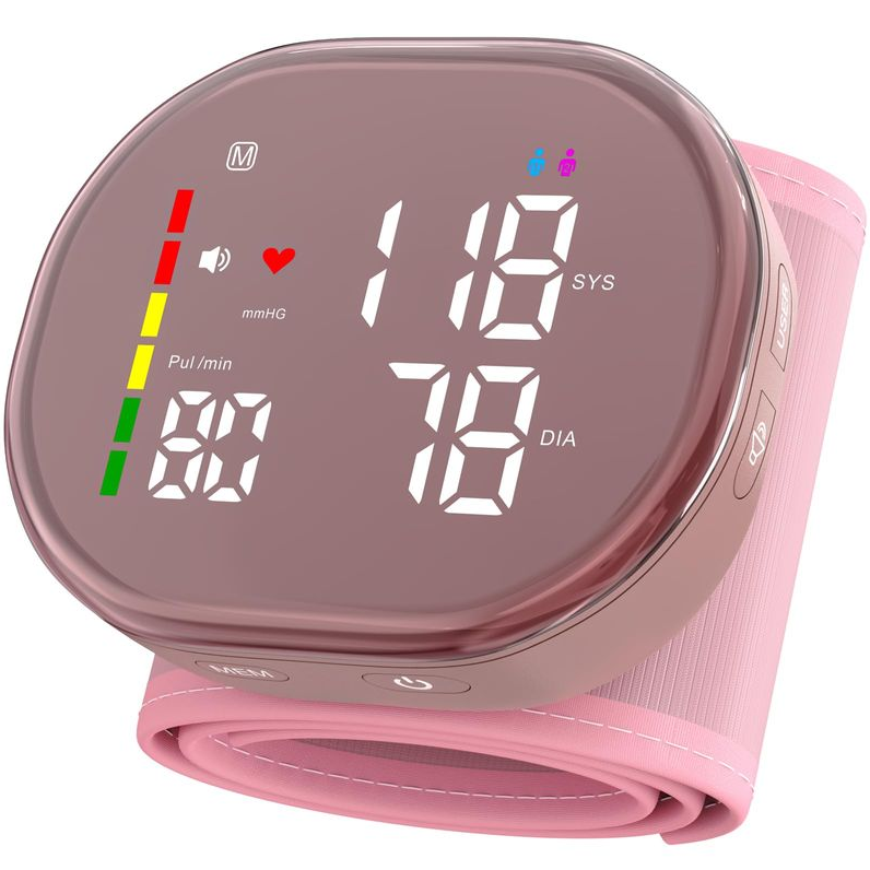 Wrist Blood Pressure Monitor Rechargeable BP Machine with 5.3" ~9.8" Cuff, 2×120 Memory, One-Button Switch Memory and User, Professional Automatic Wrist BP Cuff BP Monitor for Family