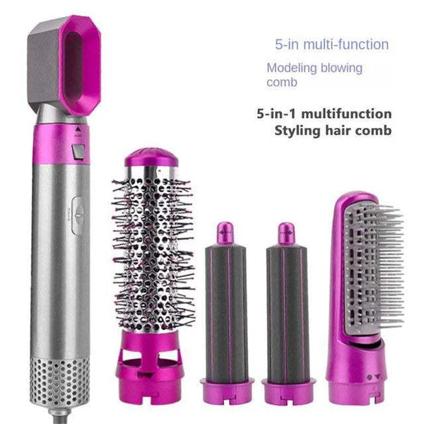 5-in-1 Professional Air Styler & Hair Dryer – Multi-Head Hot Air Brush Set for Curling, Straightening, and Volumizing | Ionic Hair Styling Wand with Auto-Wrap Barrels