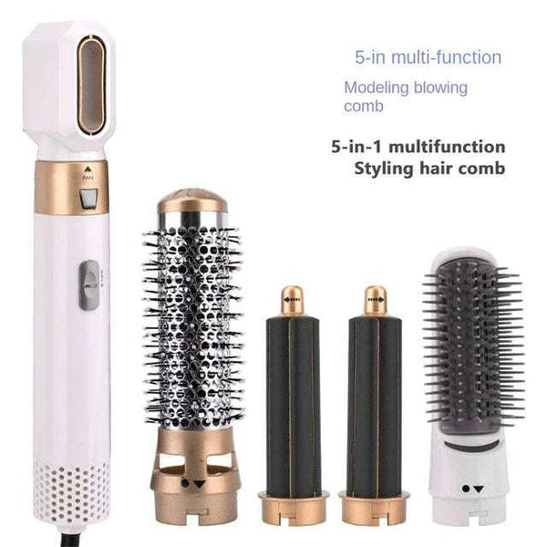 5-in-1 Professional Air Styler & Hair Dryer – Multi-Head Hot Air Brush Set for Curling, Straightening, and Volumizing | Ionic Hair Styling Wand with Auto-Wrap Barrels