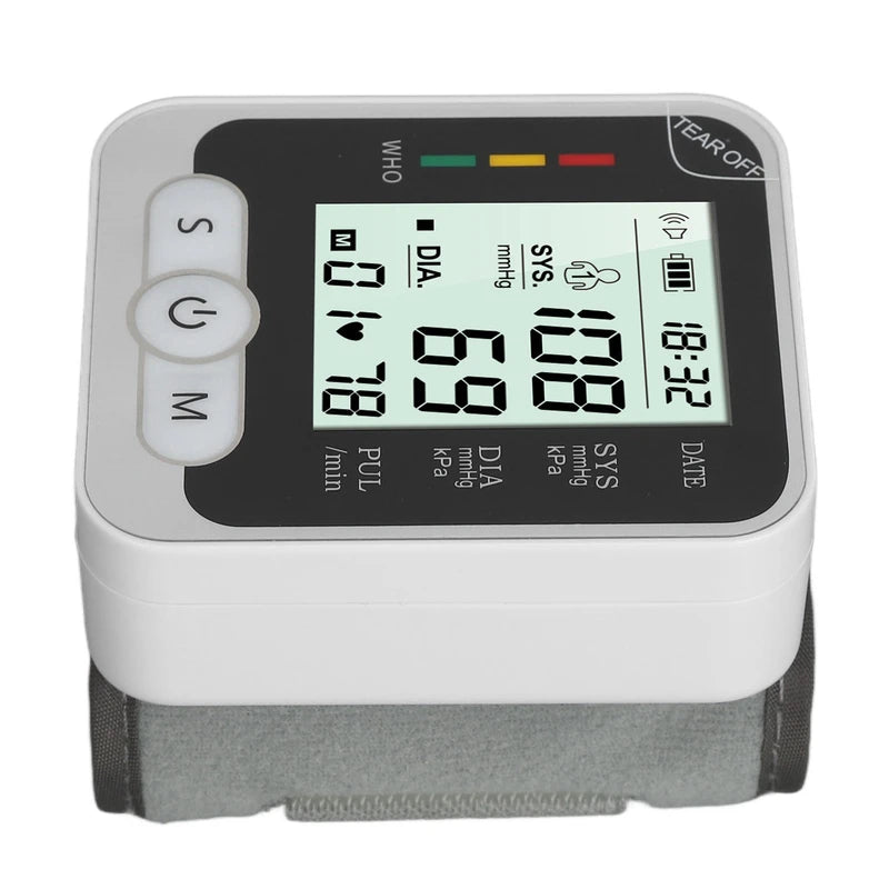 Automatic Wrist Blood Pressure Monitor Digital One Button Blood Pressure Monitor Machine with Storage Case for Home Use Without Voice